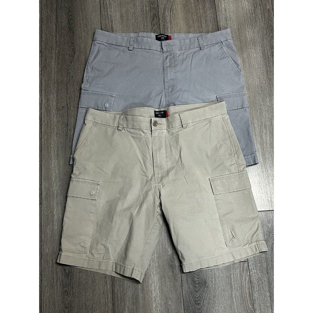 Lot Of 2 Dockers Men 36 Solid Khaki Cotton Smart Tech 360 Cargo Short